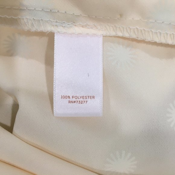 NWT LC LAUREN CONRAD Beige Gold Print Tie Back Collar Short Sleeve Shirt - Picture 3 of 11